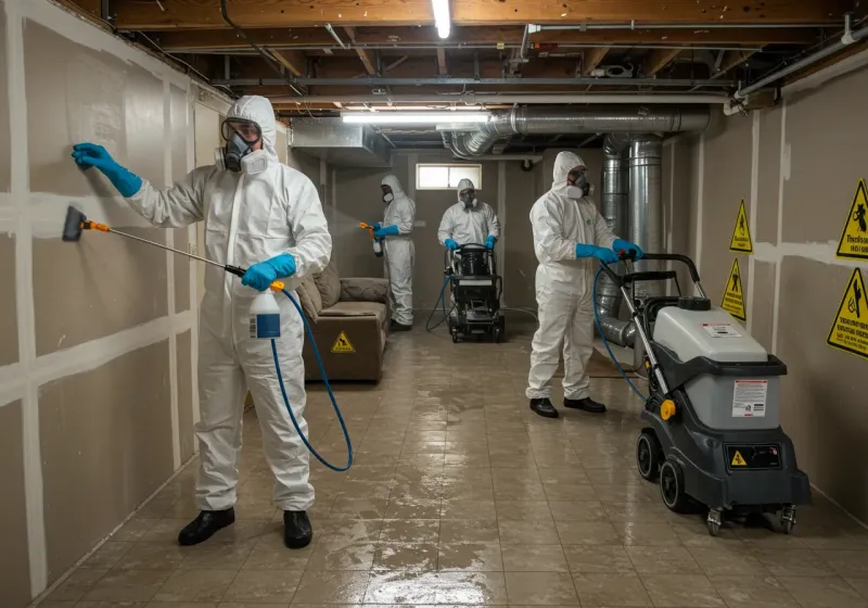 Basement Moisture Removal and Structural Drying process in King City, MO
